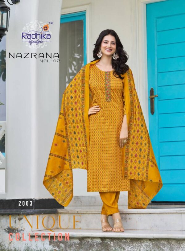 Radhika Nazrana Vol 2 Jam Satin Kurti Bottom With Dupatta Wholesale Catalog Collection Supplier - Image 6