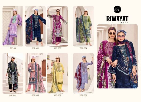 Belliza Riwayat Vol 12 Viscose Rayon Digital Printed Dress Material Catalog Wholesale Collection Exporter - Image 10