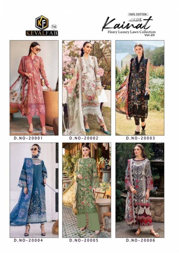 Keval Kainat Vol 20 Heavy Luxury Lawn Collection Dress Material Catalog Wholesale Collection Exporter - Image 8