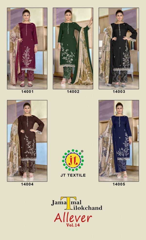 Jt Allever Vol 14 Rayon Embroidered Dress Material Catalog Wholesale Collection Exporter - Image 6