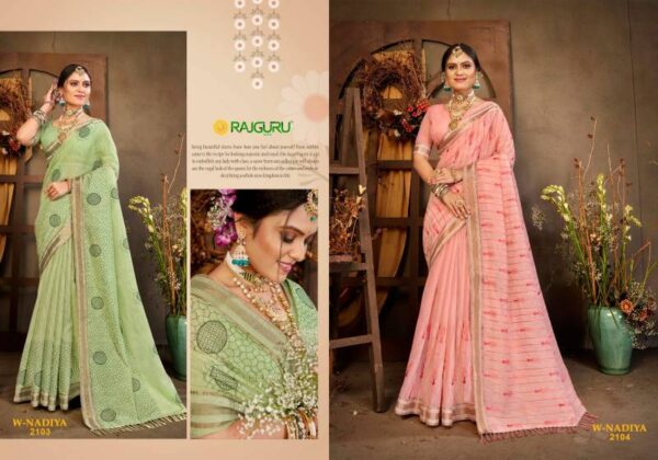 Rajguru Nadiya Cotton With Embroidery Work Fancy Saree Wholesale Catalog Collection Exporter - Image 5