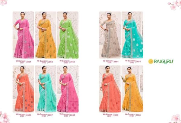 Rajguru Sanam Vol 3 Cotton With Embroidery Work Fancy Saree Wholesale Catalog Collection Exporter - Image 6