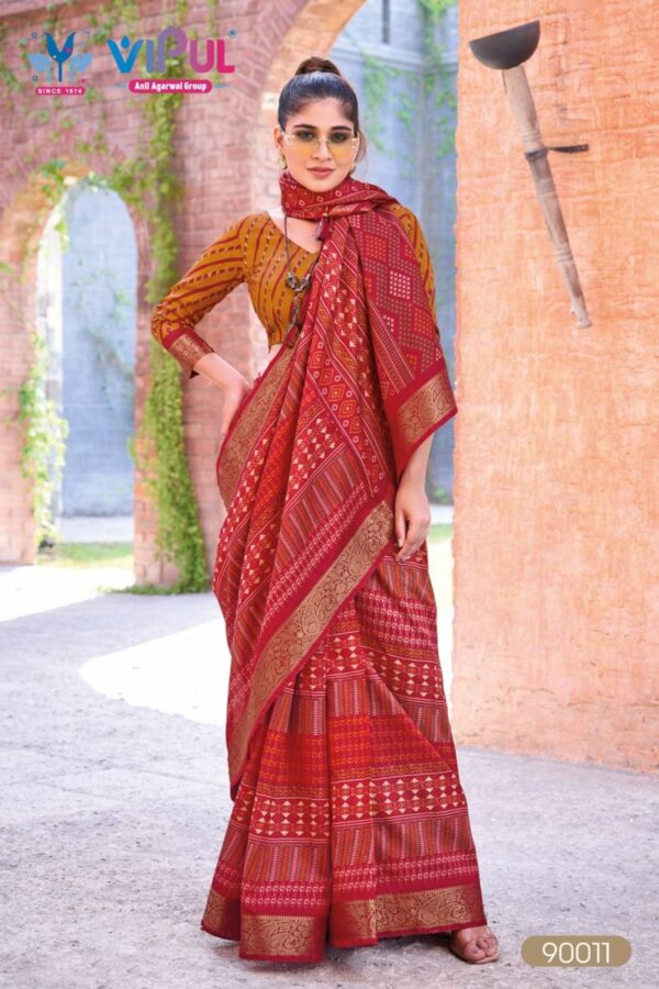 Vipul Kashmir Beauty Jubilee Printed Silk Fancy Saree Wholesale Catalog Collection Exporter - Image 2