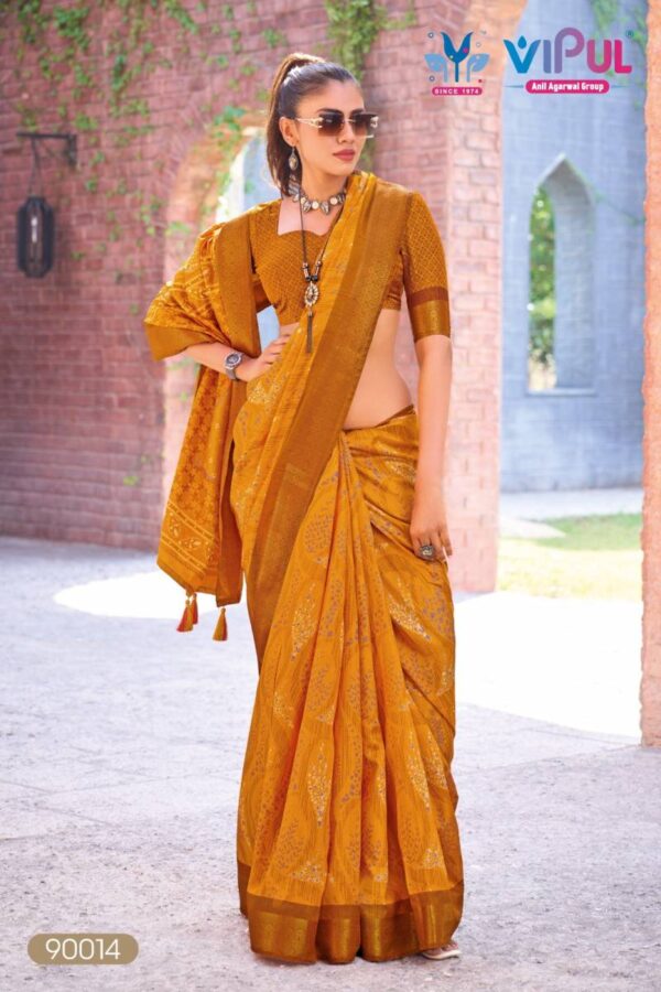 Vipul Kashmir Beauty Jubilee Printed Silk Fancy Saree Wholesale Catalog Collection Exporter - Image 8