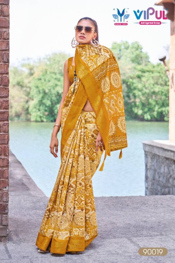 Vipul Kashmir Beauty Jubilee Printed Silk Fancy Saree Wholesale Catalog Collection Exporter - Image 3
