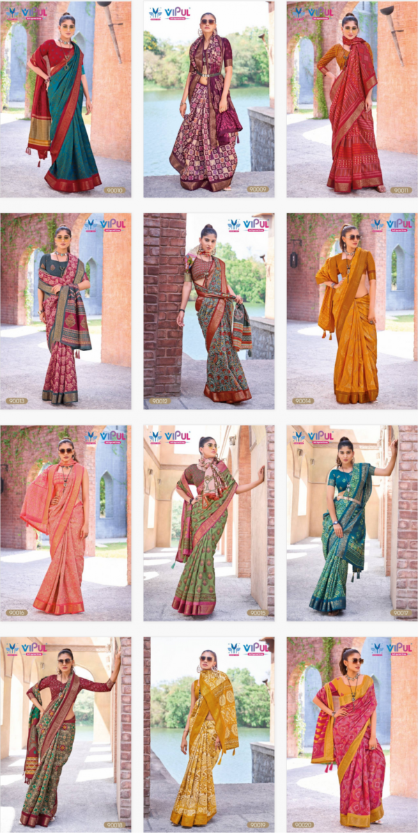 Vipul Kashmir Beauty Jubilee Printed Silk Fancy Saree Wholesale Catalog Collection Exporter - Image 14