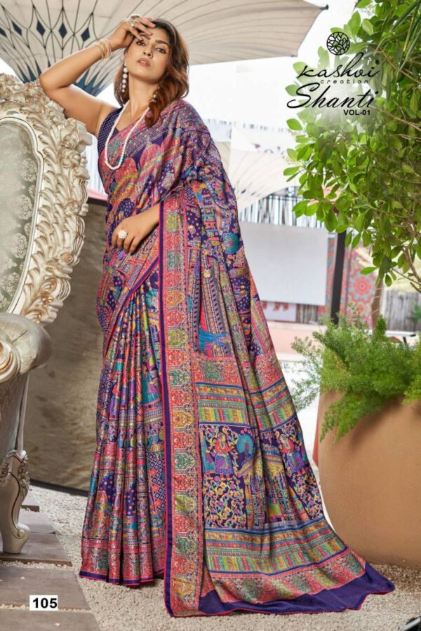 Kashvi Shanti Vol 1 Bright Moss Foil Saree Wholesale Catalog Collection Exporter - Image 2