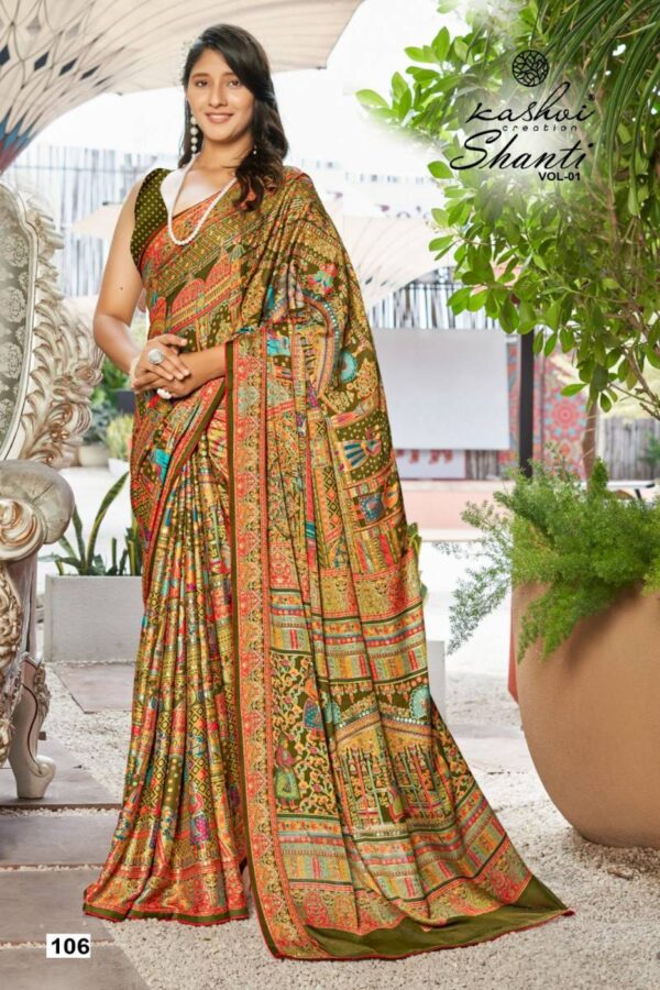 Kashvi Shanti Vol 1 Bright Moss Foil Saree Wholesale Catalog Collection Exporter - Image 4