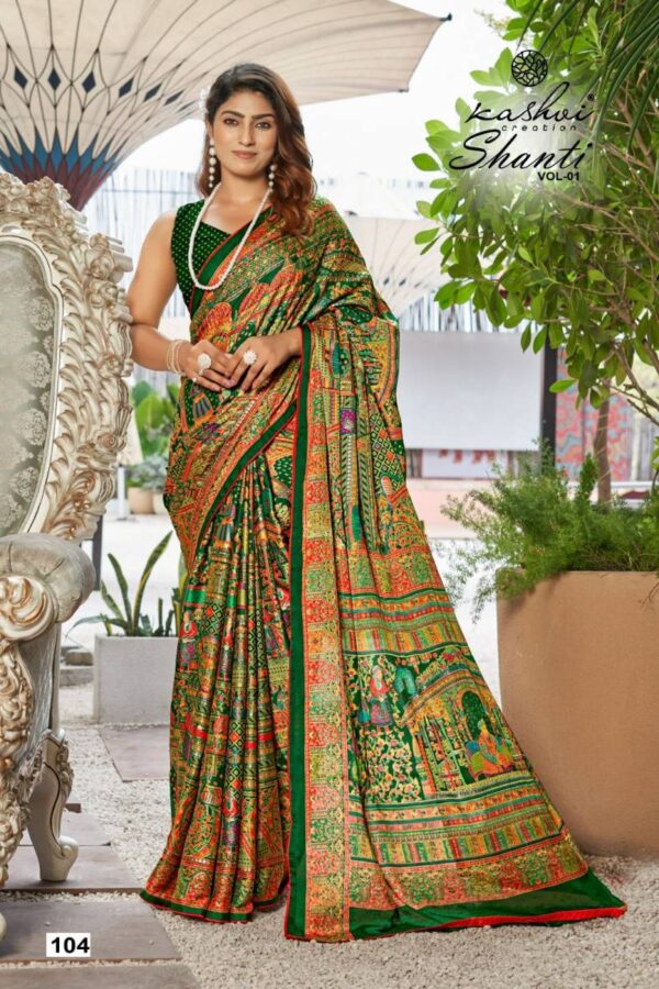 Kashvi Shanti Vol 1 Bright Moss Foil Saree Wholesale Catalog Collection Exporter - Image 6