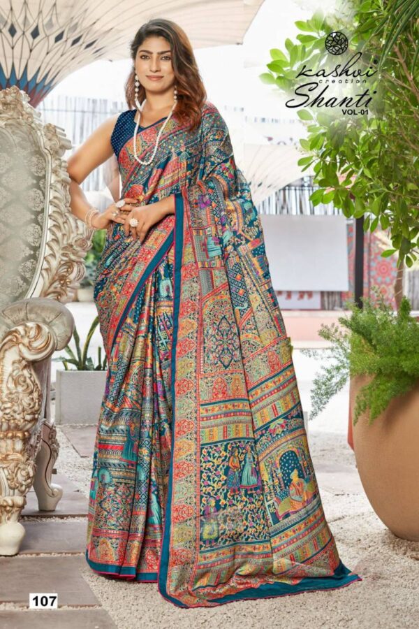 Kashvi Shanti Vol 1 Bright Moss Foil Saree Wholesale Catalog Collection Exporter - Image 8