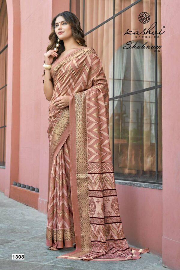 Kashvi Shabnam Vol 13 Dull Moss Foil Printed Saree Wholesale Catalog Collection Exporter - Image 7