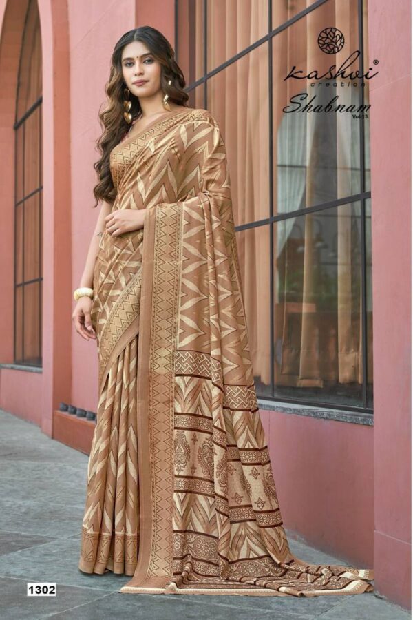 Kashvi Shabnam Vol 13 Dull Moss Foil Printed Saree Wholesale Catalog Collection Exporter - Image 8