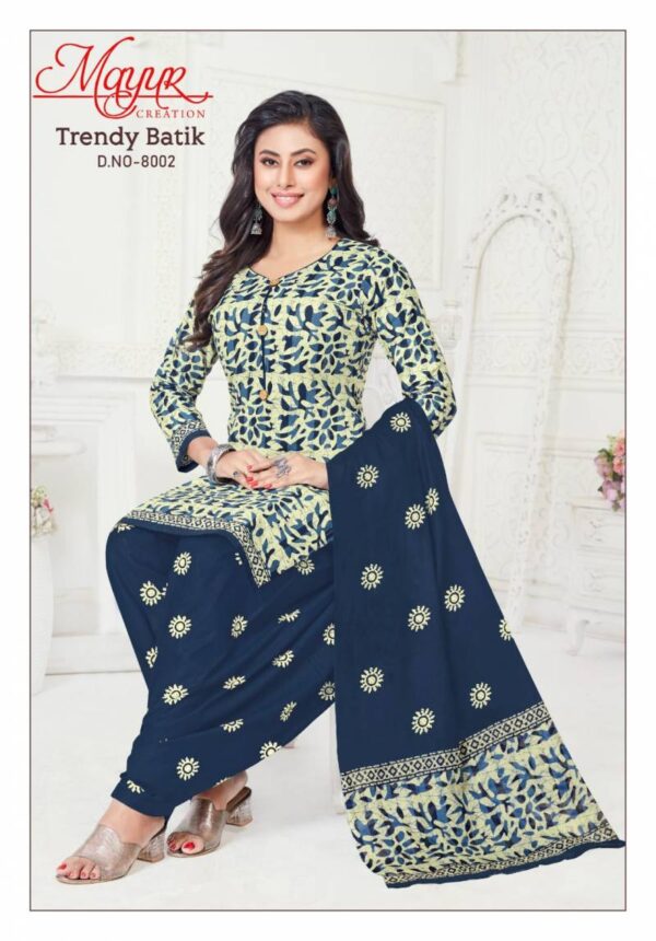 Mayur Trendy Batik Vol 8 Printed Patiyala Dress Material Wholesale Catalog Collection Exporter - Image 3