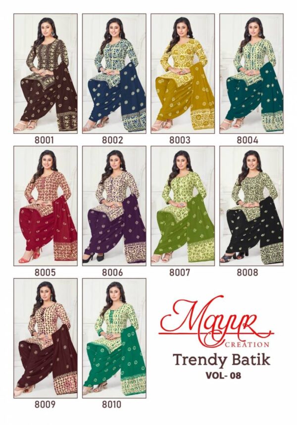 Mayur Trendy Batik Vol 8 Printed Patiyala Dress Material Wholesale Catalog Collection Exporter - Image 11