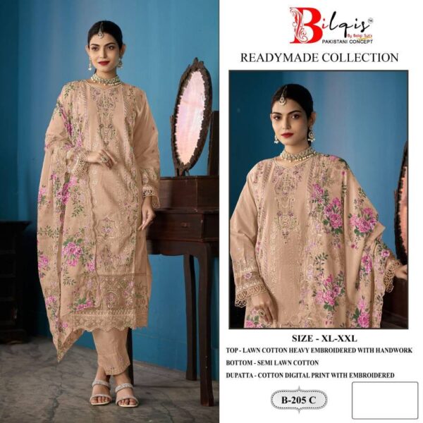 Bilqis B 205 Readymade Lawn Cotton Pakistani Salwar Kameez Wholesale Catalog Collection Exporter - Image 3