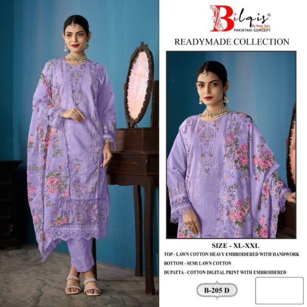 Bilqis B 205 Readymade Lawn Cotton Pakistani Salwar Kameez Wholesale Catalog Collection Exporter - Image 5