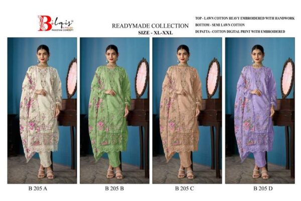 Bilqis B 205 Readymade Lawn Cotton Pakistani Salwar Kameez Wholesale Catalog Collection Exporter - Image 6
