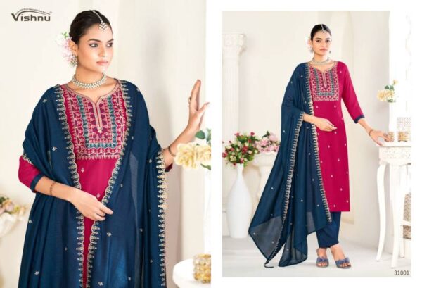 Vishnu Sanwali Vol 2 Vichitra Silk Fancy Dress Material Wholesale Catalog Collection Exporter - Image 11