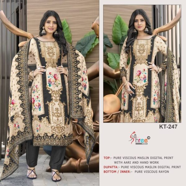 Shree Kt 247 Viscose Maslin Digital Salwar Suits Wholesale Catalog Collection Supplier - Image 5