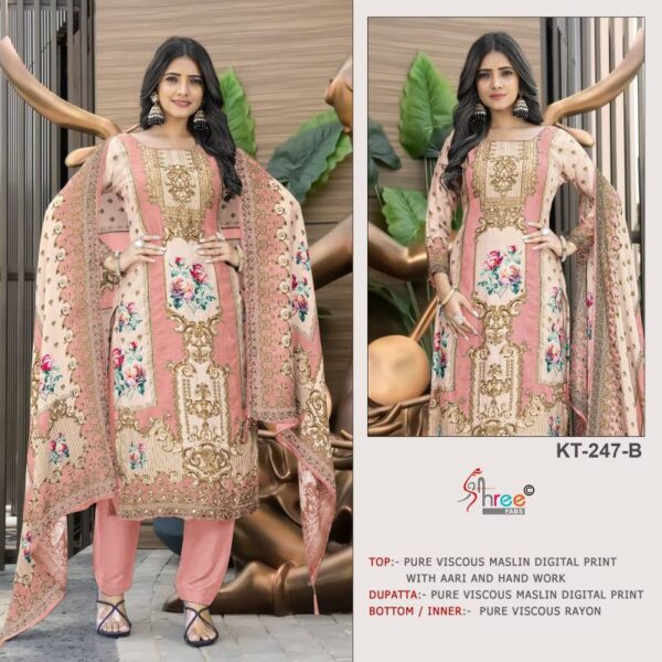Shree Kt 247 Viscose Maslin Digital Salwar Suits Wholesale Catalog Collection Supplier - Image 4