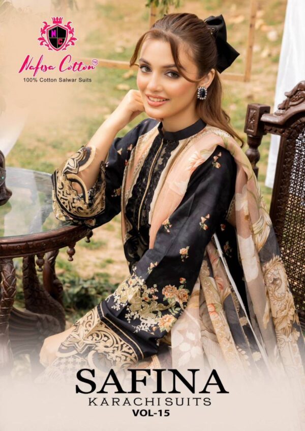 Nafisa Safina Vol 15 Soft Cotton Digital Printed Dress Material Wholesale Catalog Collection Supplier