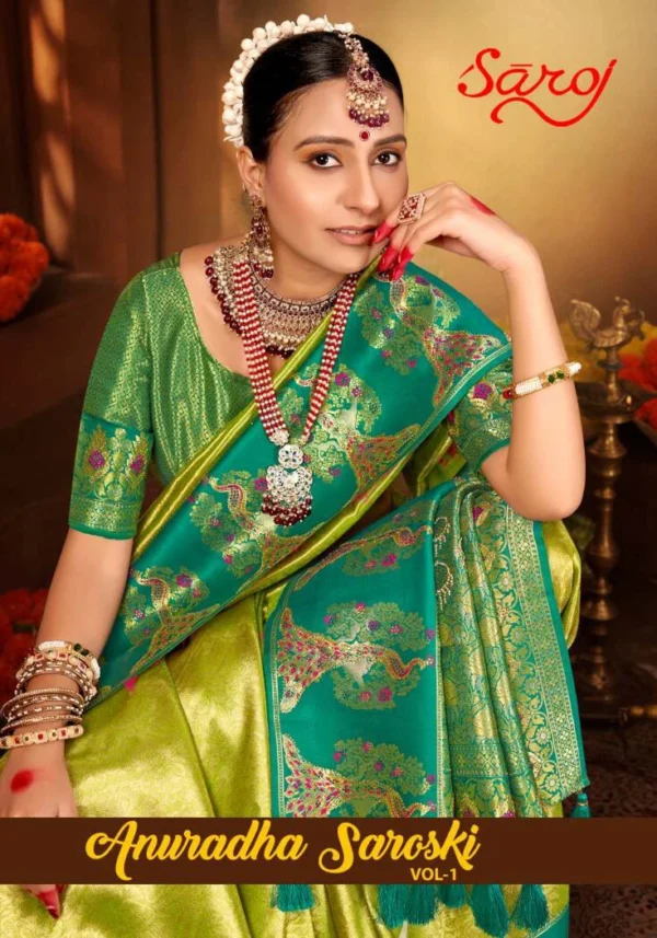 Saroj Anuradha Saroski Vol 1 Festive Wear Tissue Wear Saree Wholesale Catalog Collection Exporter