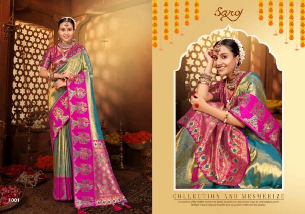 Saroj Anuradha Saroski Vol 1 Festive Wear Tissue Wear Saree Wholesale Catalog Collection Exporter - Image 2