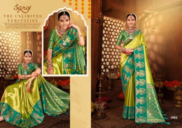 Saroj Anuradha Saroski Vol 1 Festive Wear Tissue Wear Saree Wholesale Catalog Collection Exporter - Image 3