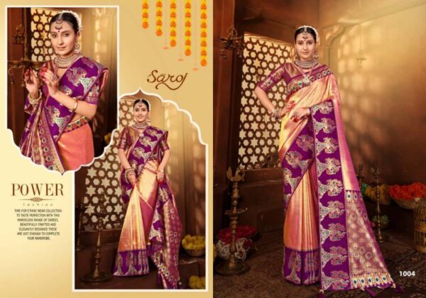 Saroj Anuradha Saroski Vol 1 Festive Wear Tissue Wear Saree Wholesale Catalog Collection Exporter - Image 4