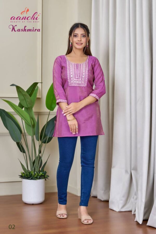 Aanchi Kashmira Roman Shimmer Short Tops Wholesale Catalog Collection Supplier - Image 3
