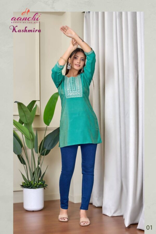 Aanchi Kashmira Roman Shimmer Short Tops Wholesale Catalog Collection Supplier - Image 4