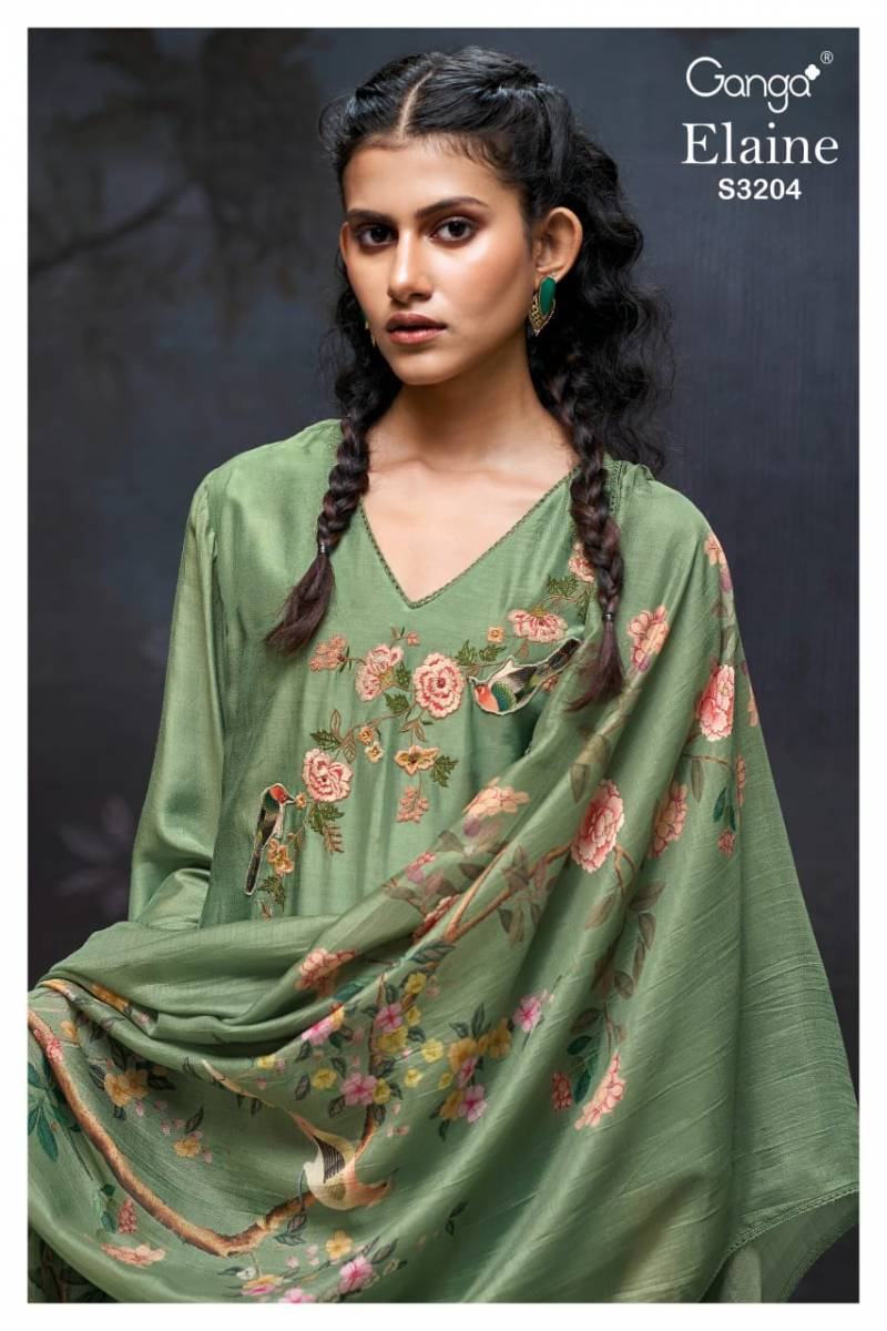 Ganga Elaine Bemberg Silk Printed Salwar Kameez Wholesale Catalog Collection Supplier
