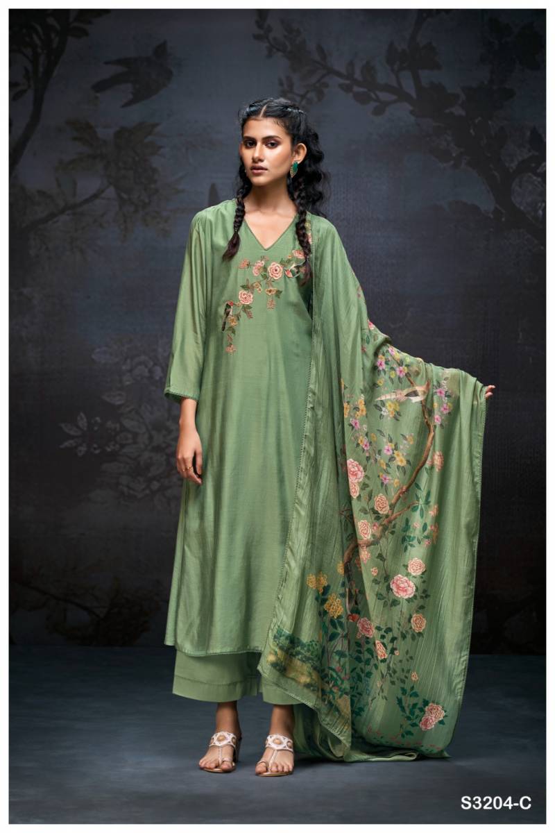 Ganga Elaine Bemberg Silk Printed Salwar Kameez Wholesale Catalog Collection Supplier - Image 2