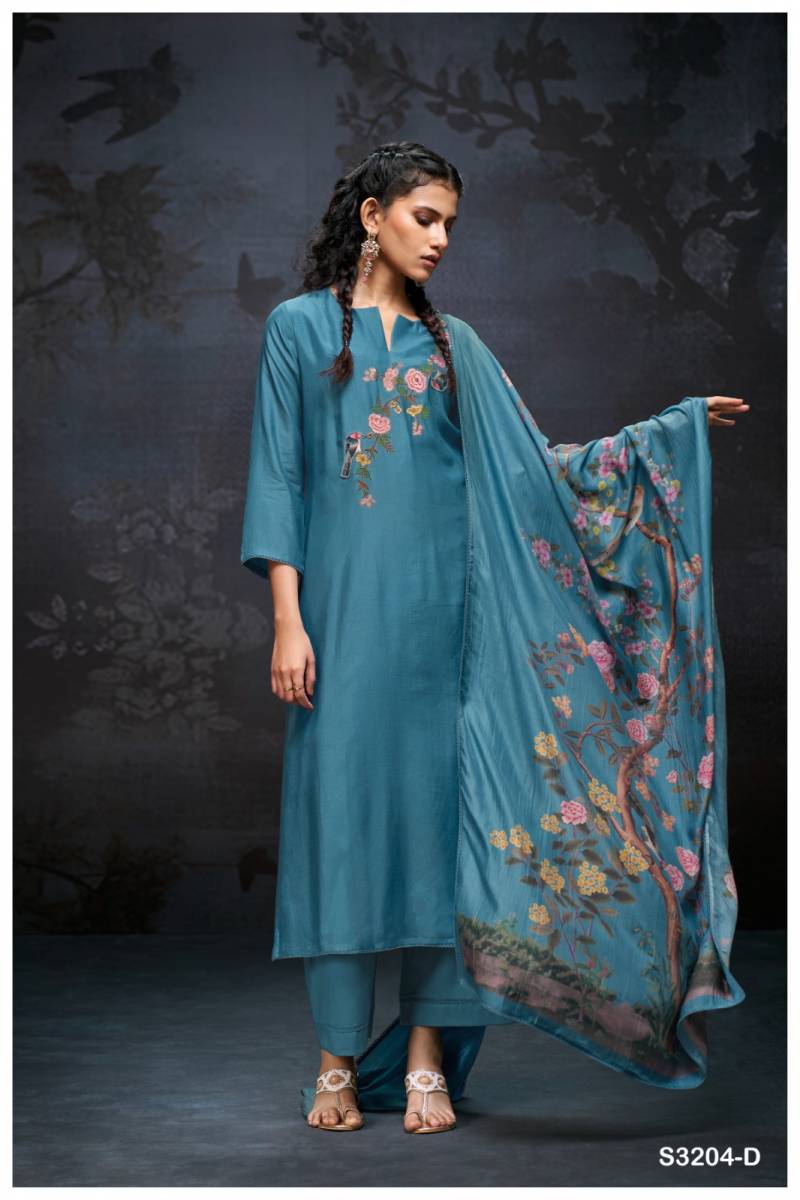 Ganga Elaine Bemberg Silk Printed Salwar Kameez Wholesale Catalog Collection Supplier - Image 5