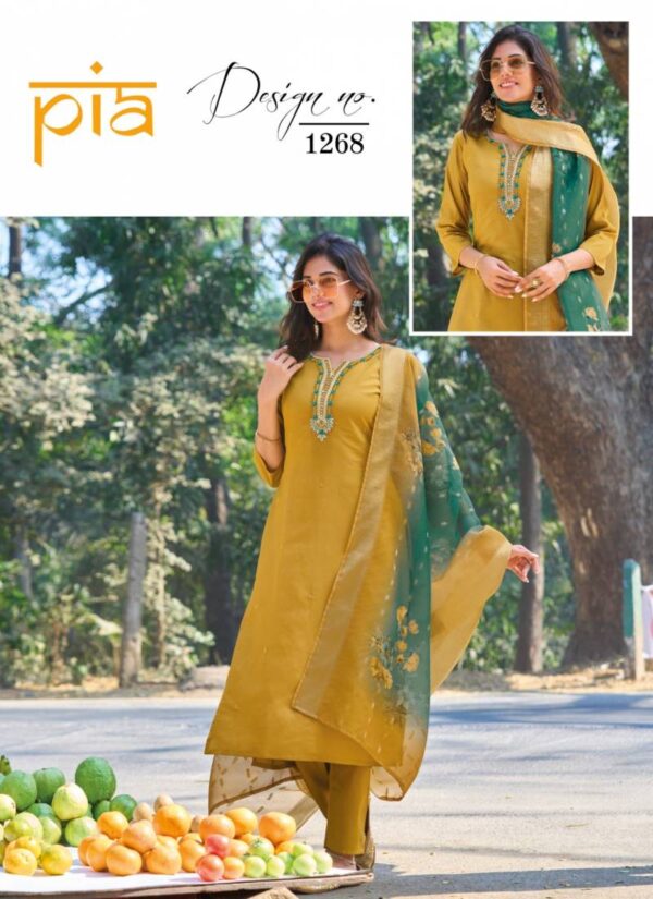 Pia 1268 Roman Shimmer Kurti Bottom With Dupatta Catalog Wholesale Collection Exporter - Image 2