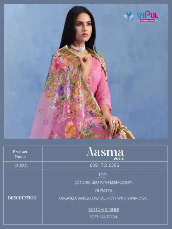 Vipul Aasma Vol 5 Catonic Geo Embroidered Designer Salwar Suits Wholesale Catalog Collection Exporter - Image 8