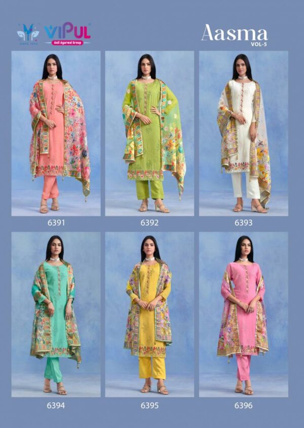 Vipul Aasma Vol 5 Catonic Geo Embroidered Designer Salwar Suits Wholesale Catalog Collection Exporter - Image 9
