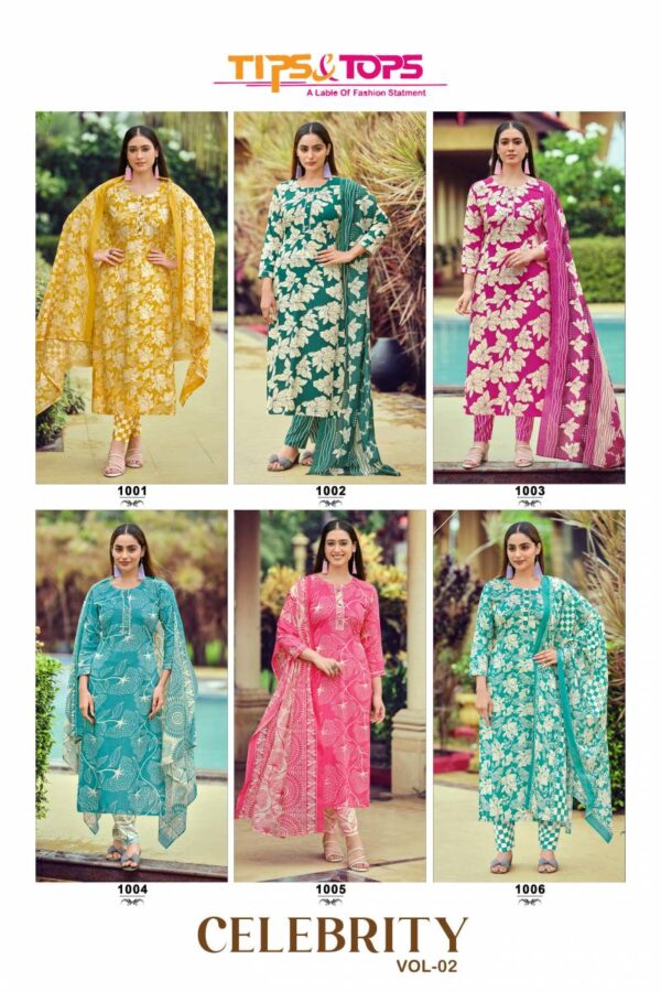Tips And Tops Celebrity Vol 2 Rayon Printed Readymade Wholesale Catalog Collection Supplier - Image 7