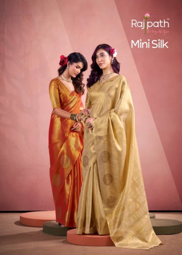 Rajpath Mini Silk Tissue Weaving Fancy Saree Wholesale Catalog Collection Supplier