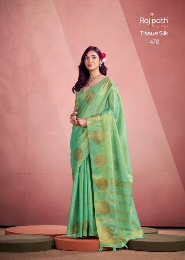Rajpath Mini Silk Tissue Weaving Fancy Saree Wholesale Catalog Collection Supplier - Image 2
