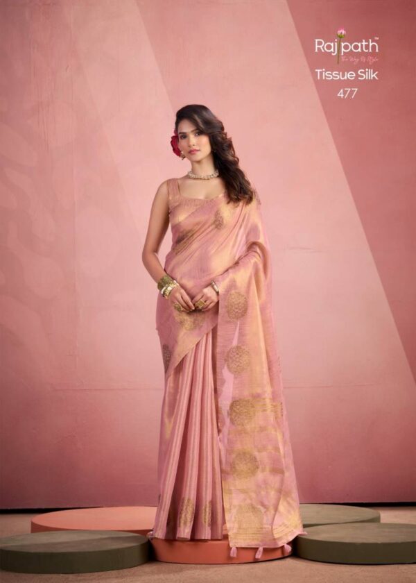 Rajpath Mini Silk Tissue Weaving Fancy Saree Wholesale Catalog Collection Supplier - Image 3