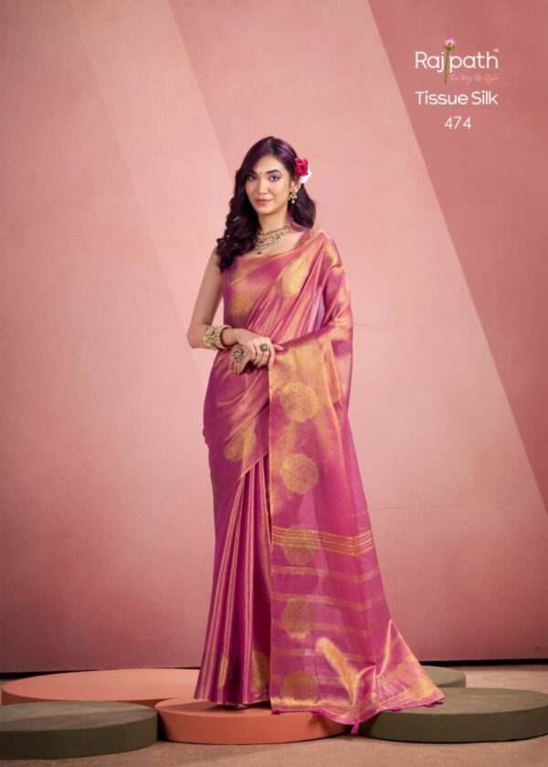 Rajpath Mini Silk Tissue Weaving Fancy Saree Wholesale Catalog Collection Supplier - Image 4