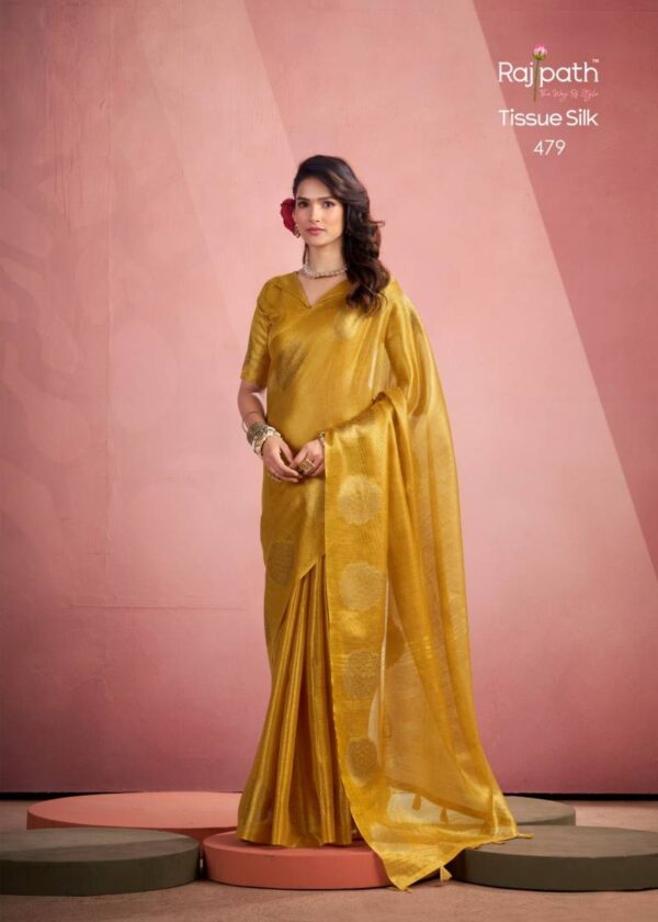 Rajpath Mini Silk Tissue Weaving Fancy Saree Wholesale Catalog Collection Supplier - Image 6