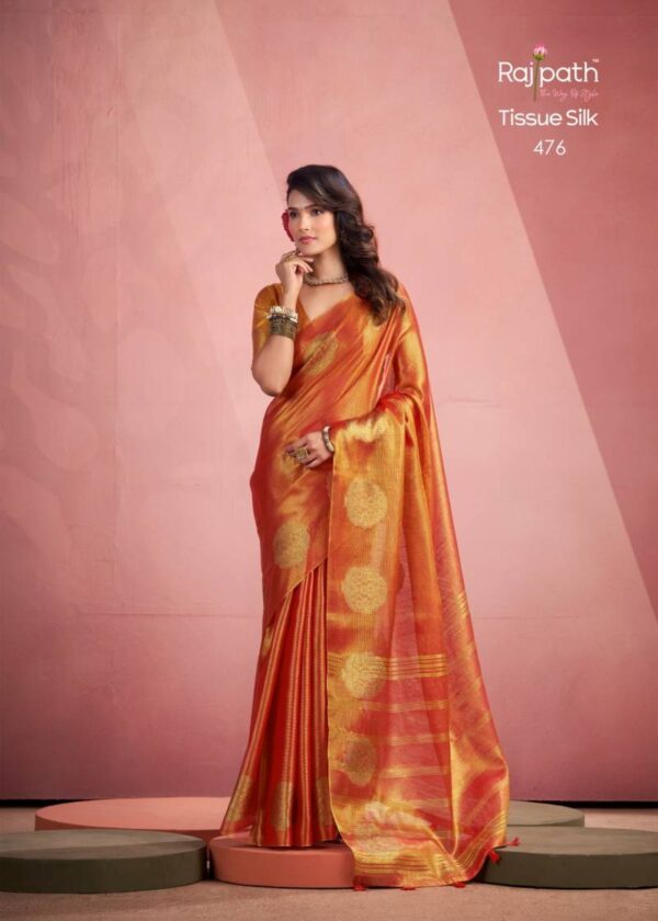 Rajpath Mini Silk Tissue Weaving Fancy Saree Wholesale Catalog Collection Supplier - Image 7