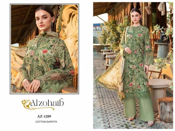 Alzohaib Az 1288 And 1289 Chiffon Dupatta Pakistani Suits Wholesale Catalog Collection Supplier - Image 4