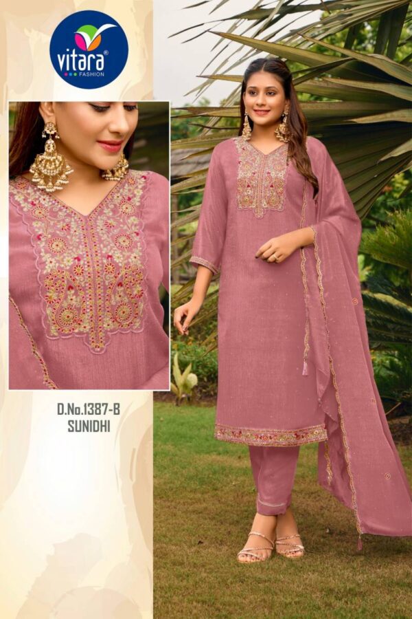 Vitara Sunidhi Poly Chinon Kurti Bottom With Dupatta Wholesale Catalog Collection Supplier - Image 2