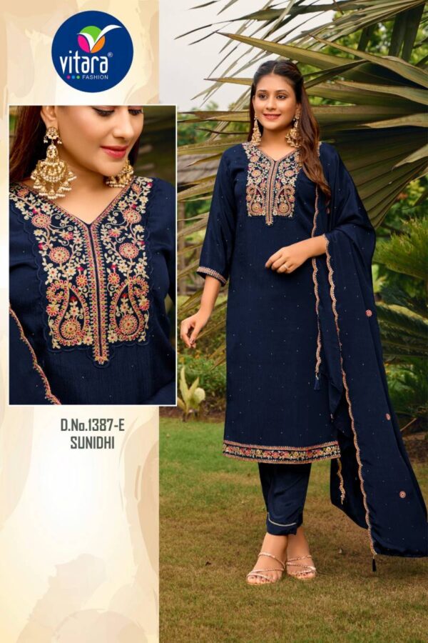 Vitara Sunidhi Poly Chinon Kurti Bottom With Dupatta Wholesale Catalog Collection Supplier