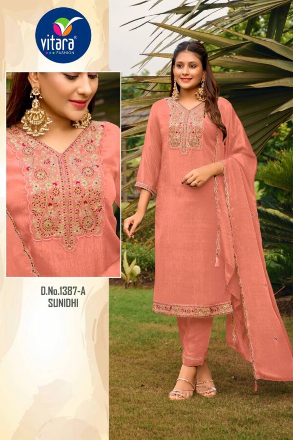 Vitara Sunidhi Poly Chinon Kurti Bottom With Dupatta Wholesale Catalog Collection Supplier - Image 3