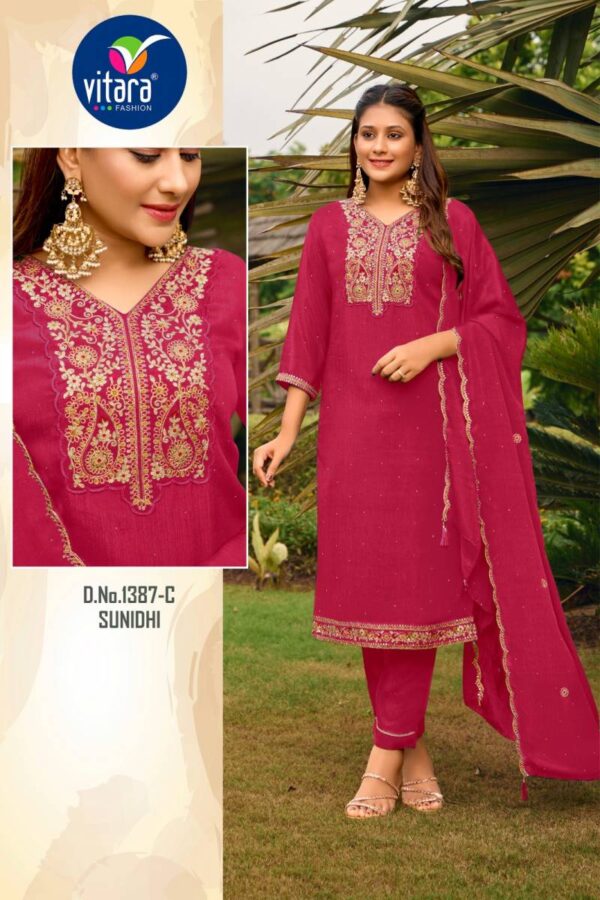 Vitara Sunidhi Poly Chinon Kurti Bottom With Dupatta Wholesale Catalog Collection Supplier - Image 4