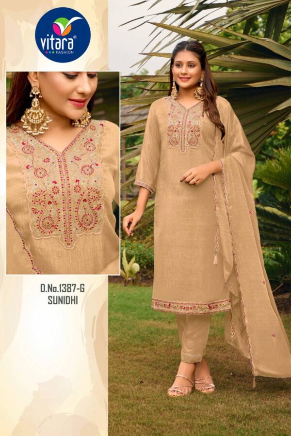 Vitara Sunidhi Poly Chinon Kurti Bottom With Dupatta Wholesale Catalog Collection Supplier - Image 5